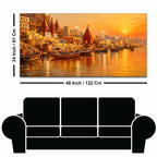 Spiritual Varanasi Sunset Canvas Painting for Home Wall Décor