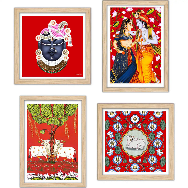 Spiritual Wall Art Frame Set of 4 for Living Room