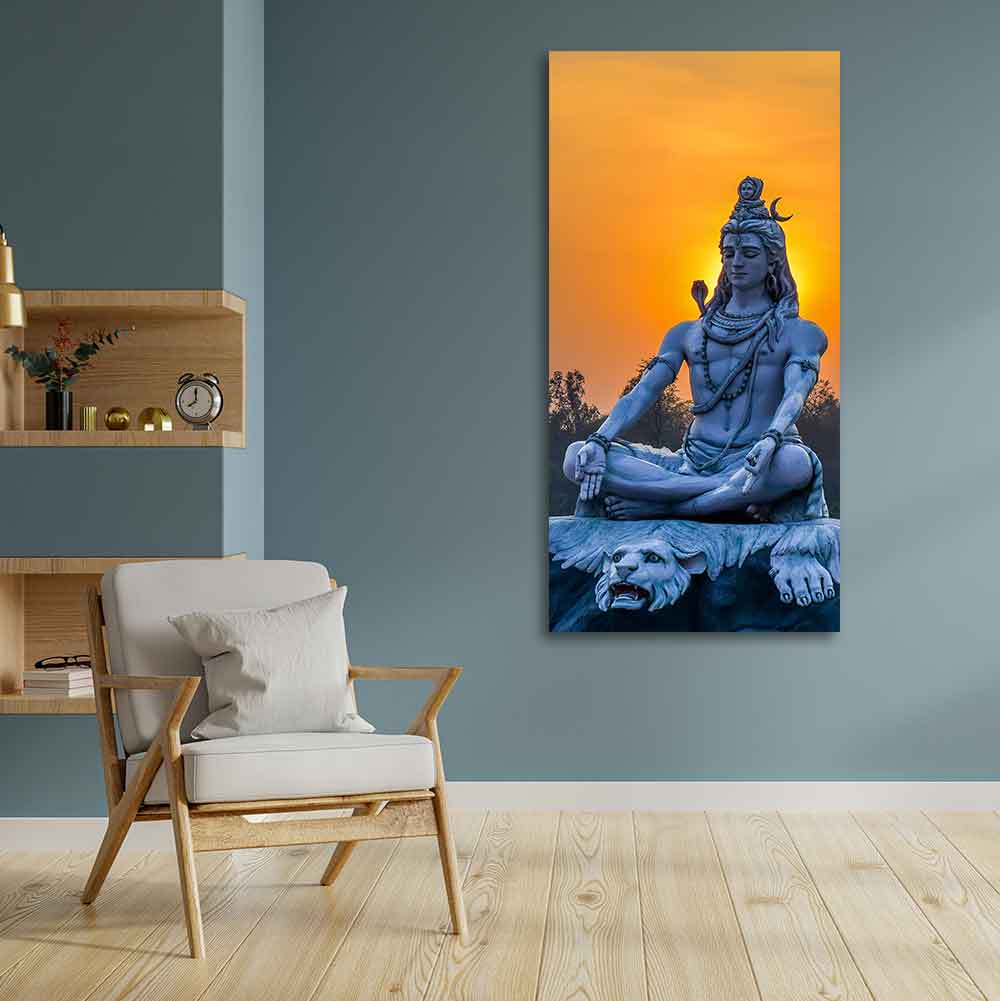 Spiritual Wall Painting of Lord Shiva Statue