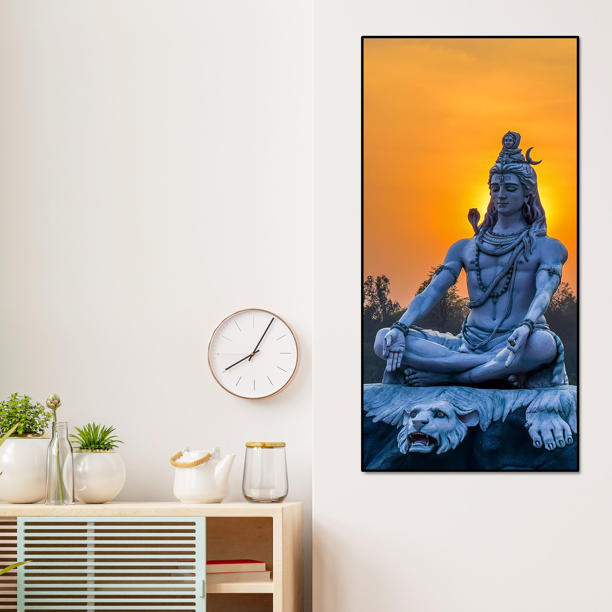 Spiritual Wall Painting of Lord Shiva Statue