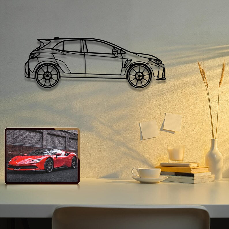 Sports Hatchback Car Metal Wall Art for Living Room Decor