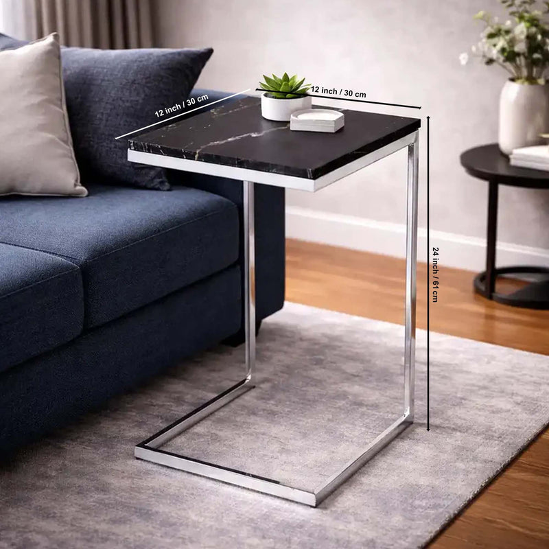 Square Black Marble Modern Designer Side Table