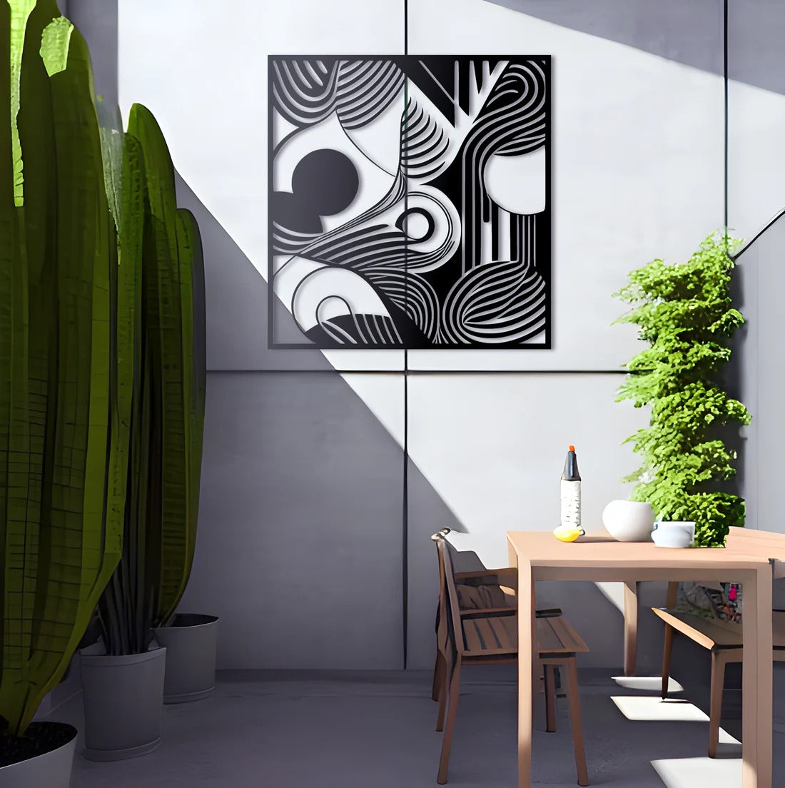 Square Organic Flow Waves Design Metal Art Wall Decor