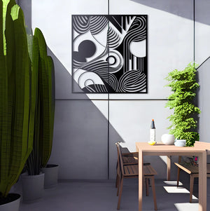 Square Organic Flow Waves Design Metal Art Wall Decor