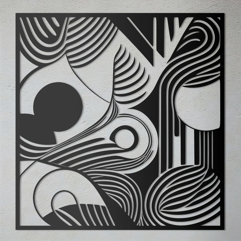 Square Organic Flow Waves Design Metal Art Wall Decor