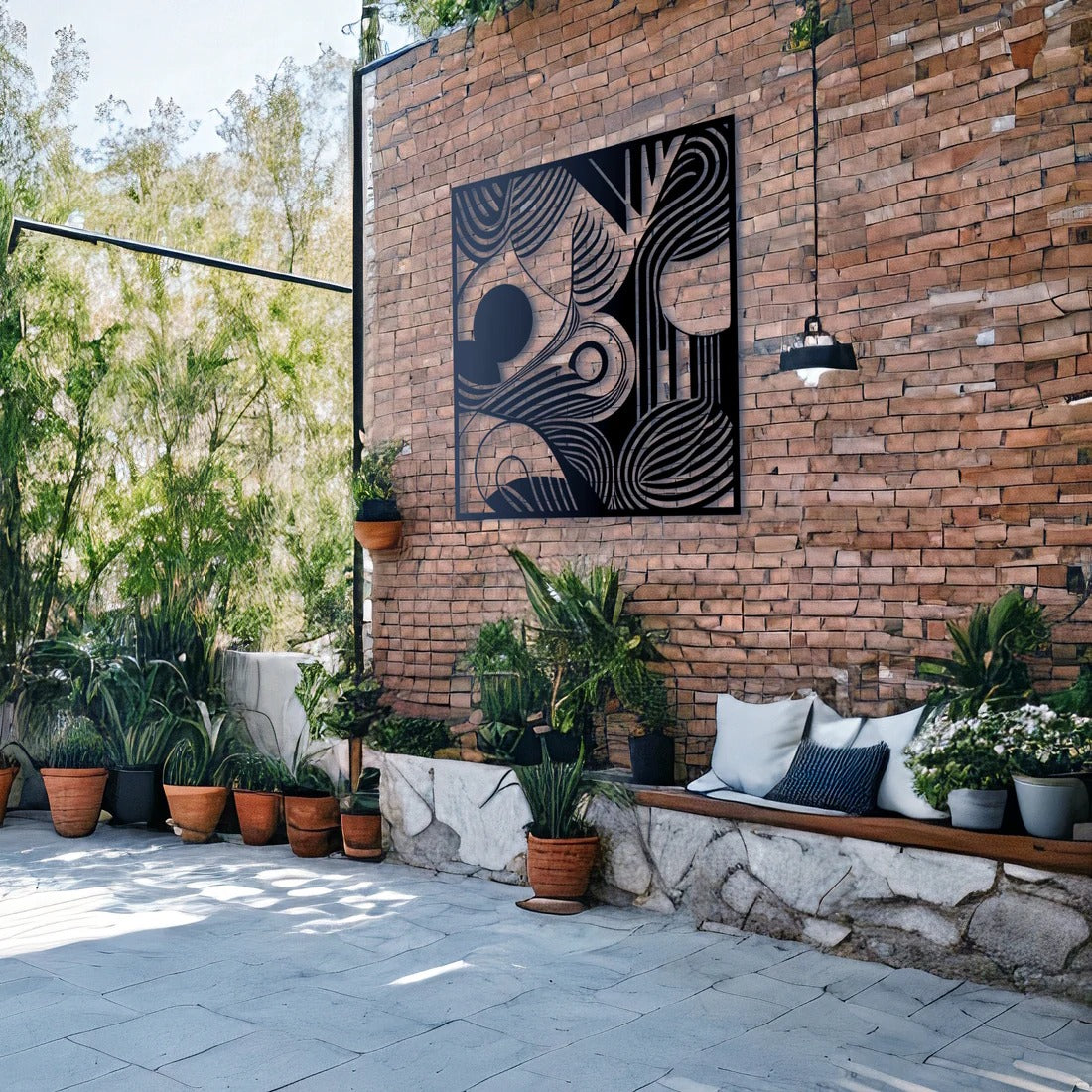 Square Organic Flow Waves Design Metal Art Wall Decor