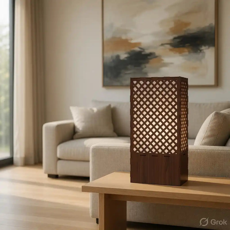 Square Pattern Table Lamp Shadow Night Light For Home Decor | Living Room