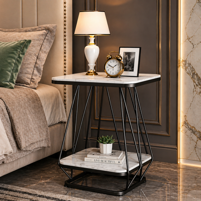 square-shaped-creative-artistic-black-metal-finish-with-white-marble