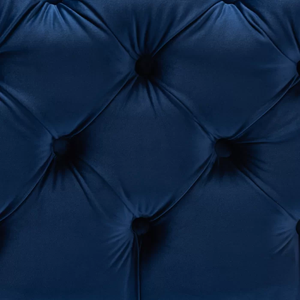 Square Shaped Royal Blue Velvet Ottoman with Golden Metal Finish