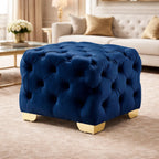square-shaped-royal-blue-velvet-ottoman-with-golden-metal-finish