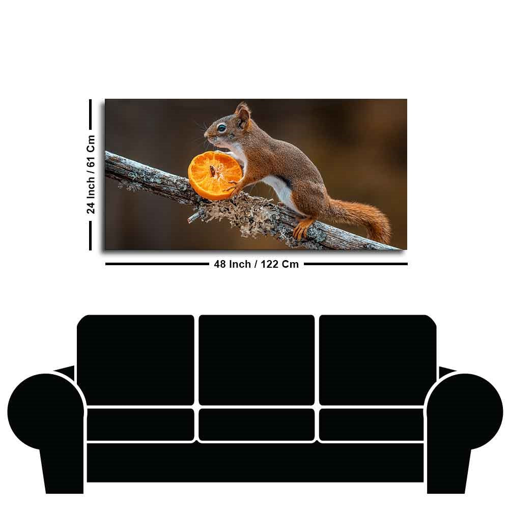 Squirrel on Tree Branch Premium Wall Painting