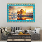 Sri Harmandir Sahib Gurdwara Floral Border Canvas Wall Painting