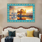 Sri Harmandir Sahib Gurdwara Floral Border Canvas Wall Painting