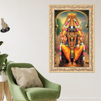 Sri Tirupati Balaji Floral Border Vertical Canvas Wall Painting