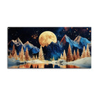 Starry Night Mountain Lake Abstract Canvas Painting