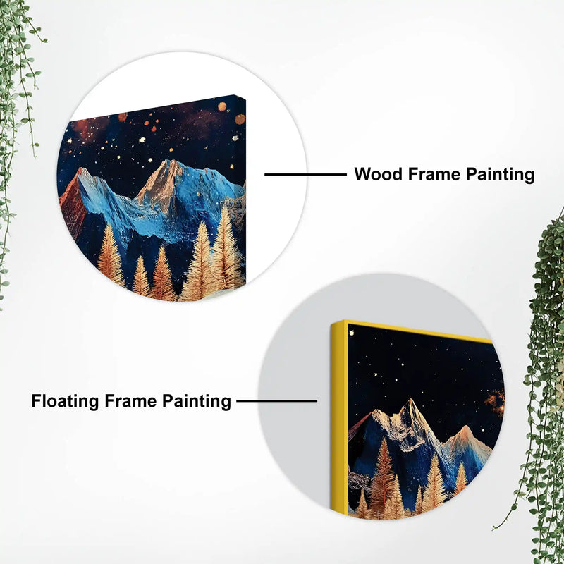Starry Night Mountain Lake Abstract Canvas Painting