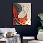 Statement 3D Wall Hanging with Red and Cream Wave Motif