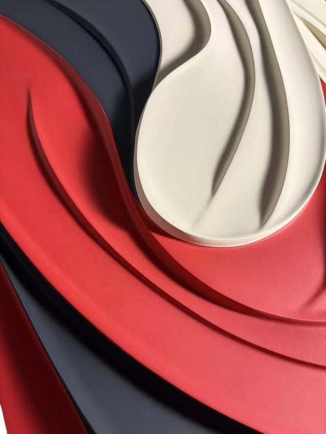 Statement 3D Wall Hanging with Red and Cream Wave Motif