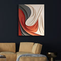 Statement 3D Wall Hanging with Red and Cream Wave Motif