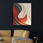 Statement 3D Wall Hanging with Red and Cream Wave Motif