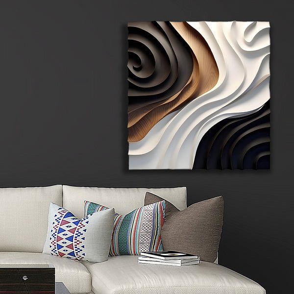 Statement Modern Wall Decor in Black White and Brown