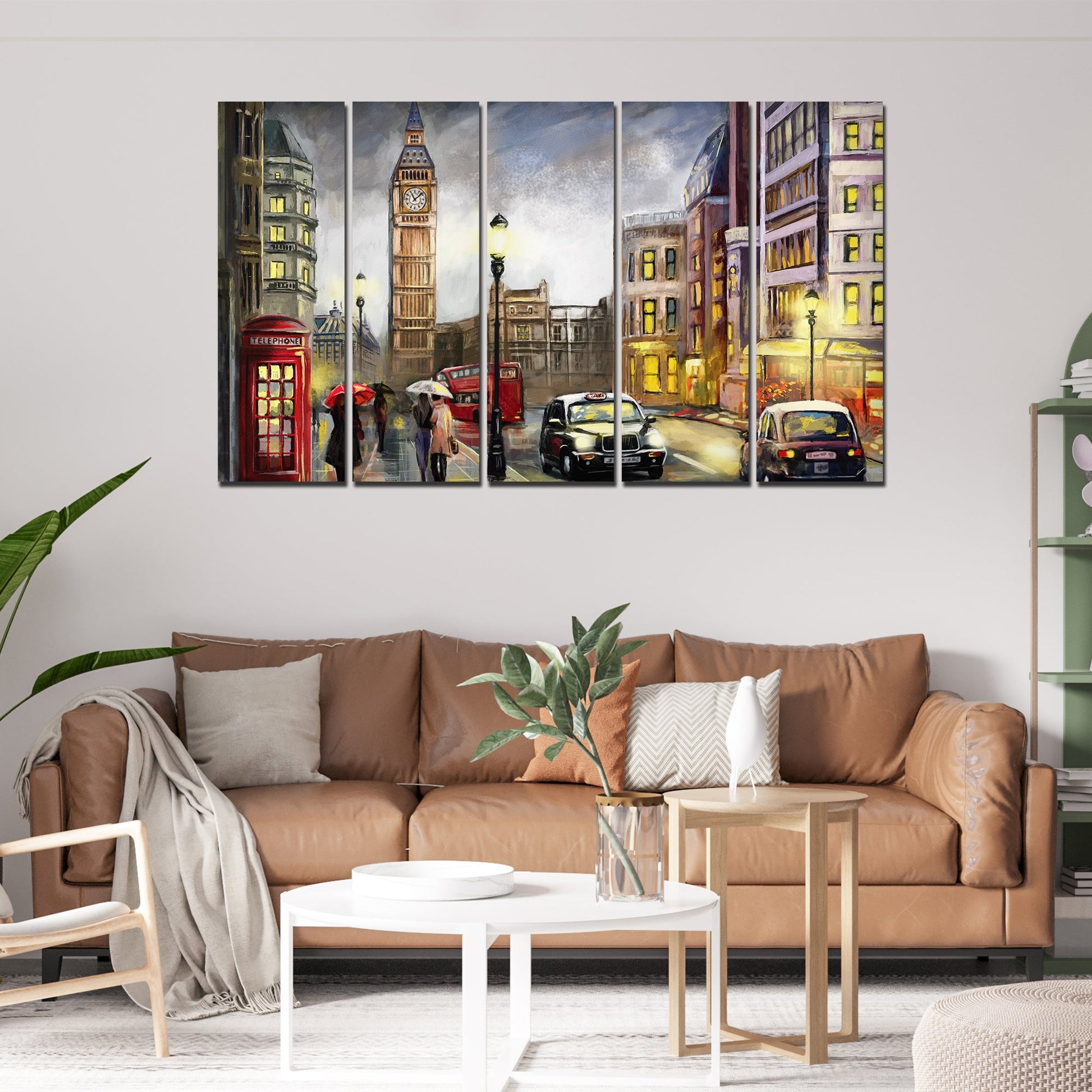 Street View of London Canvas Wall Painting Set of Five