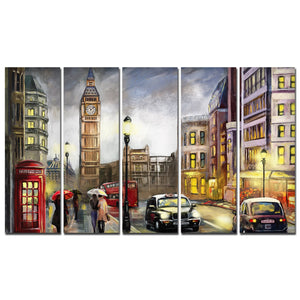 Street View of London Canvas Wall Painting Set of Five