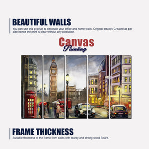 Street View of London Canvas Wall Painting Set of Five