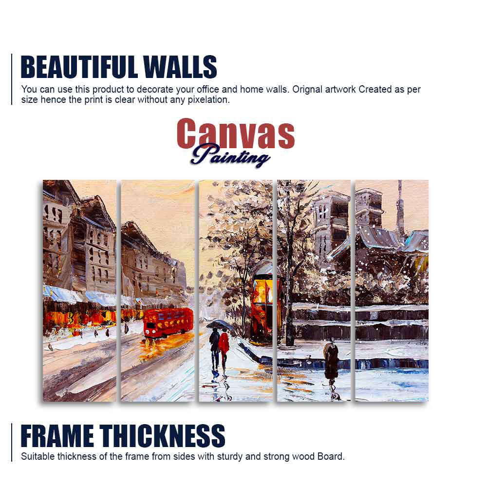 Street View of London Five Pieces Premium Wall Painting