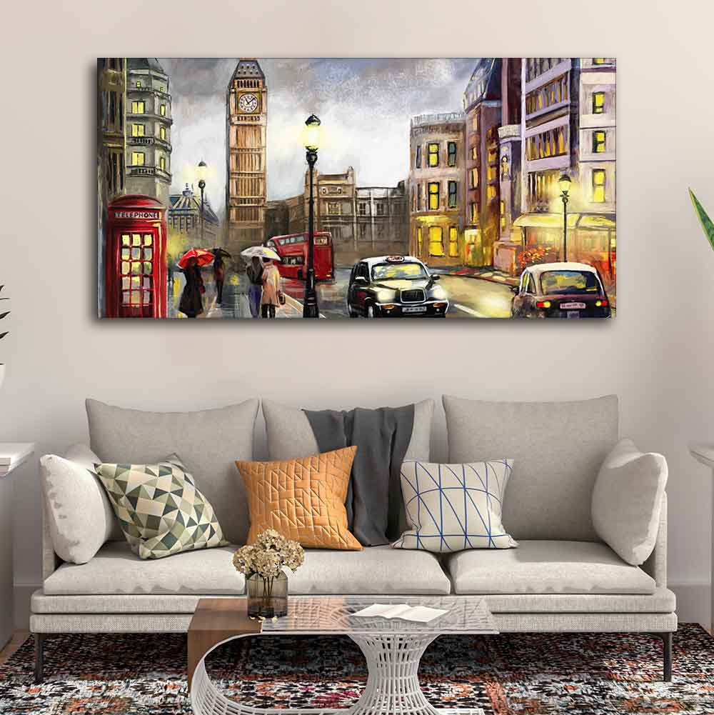 Street view of London Premium Wall Painting