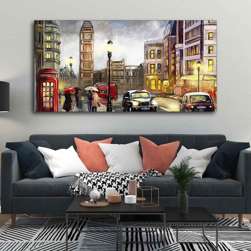 Street view of London Premium Wall Painting