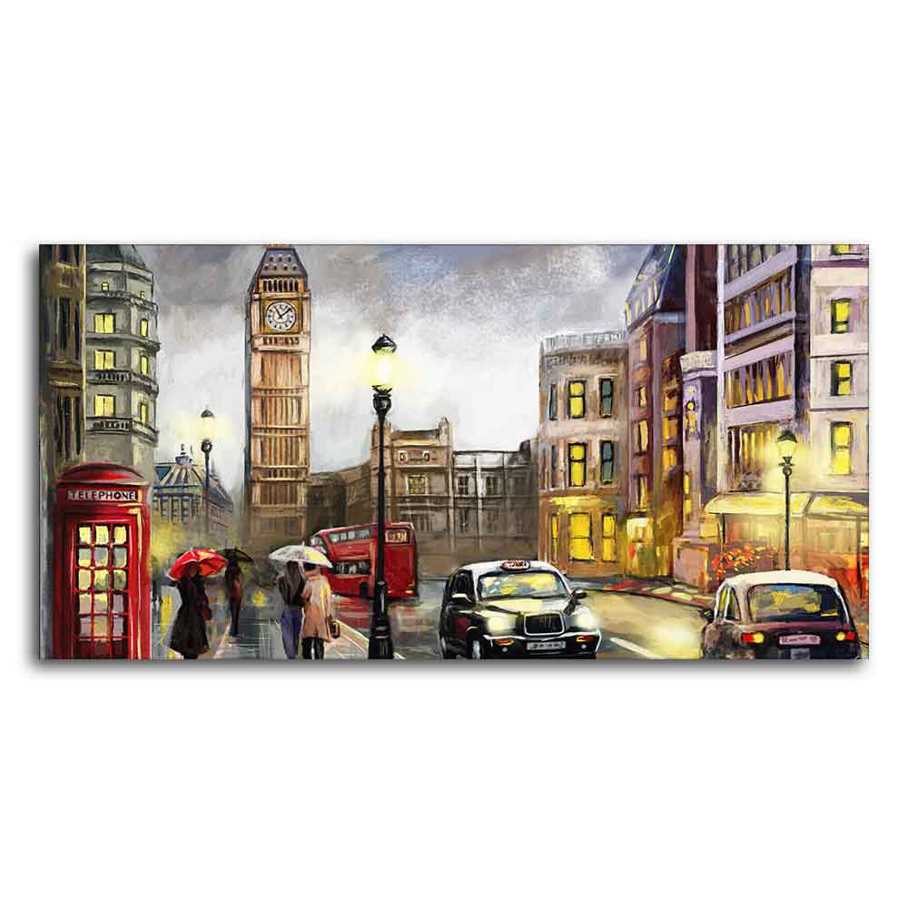 Street view of London Premium Wall Painting