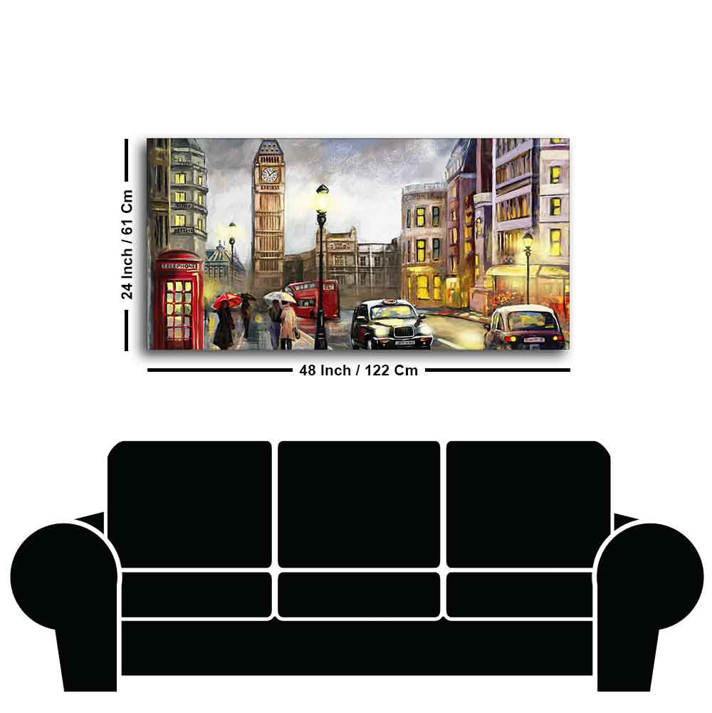 Street view of London Premium Wall Painting