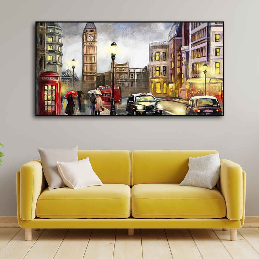 Street view of London Premium Wall Painting