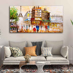 Street View of Paris Premium Wall Painting