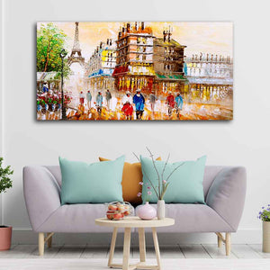 Street View of Paris Premium Wall Painting