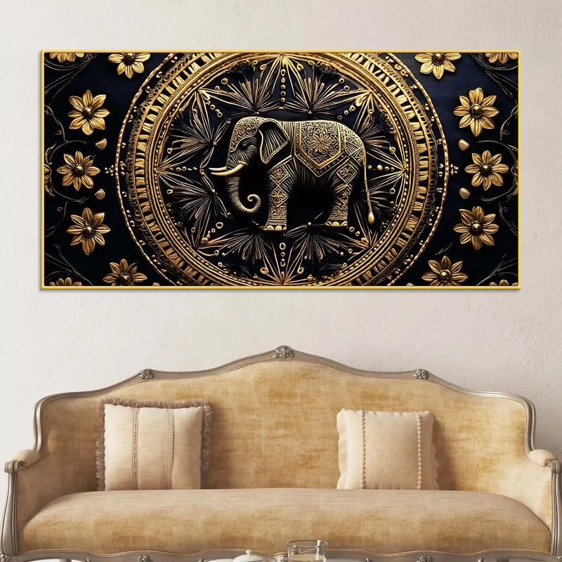 stunning-golden-elephant-mandala-canvas-wall-painting