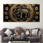 Stunning Golden Elephant Mandala Canvas Wall Painting