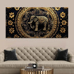 Stunning Golden Elephant Mandala Canvas Wall Painting