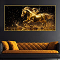 Stunning Golden Galloping Stallion 3D Canvas Wall Painting