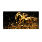 Stunning Golden Galloping Stallion 3D Canvas Wall Painting