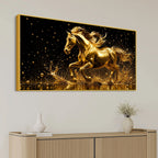 Stunning Golden Galloping Stallion 3D Canvas Wall Painting