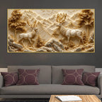 Stunning Stag Pair in the Golden Mountain Valley 3D Canvas Wall Painting