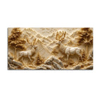 Stunning Stag Pair in the Golden Mountain Valley 3D Canvas Wall Painting