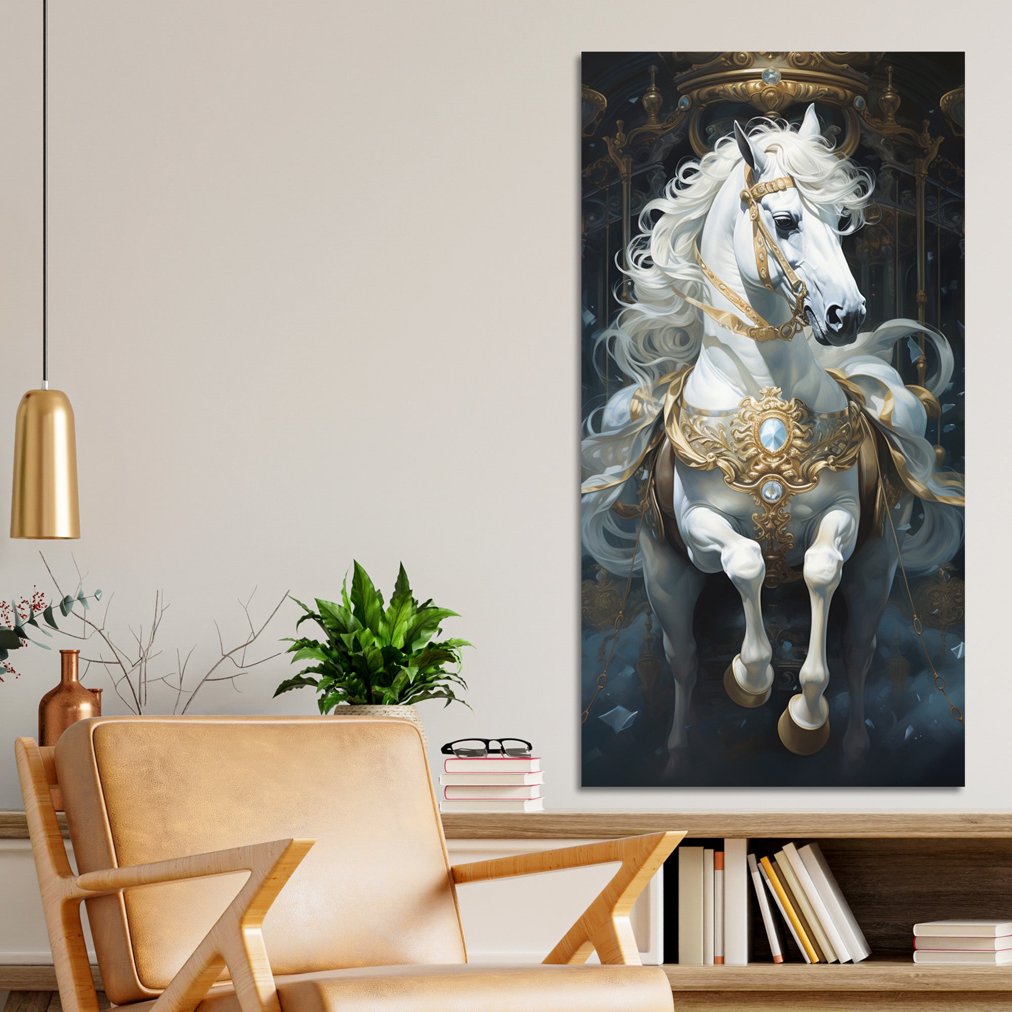 Stunning White Horse Premium Art Canvas Wall Painting