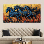 Stylish Abstract Running Horses Canvas Wall Painting