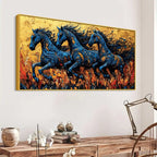 Stylish Abstract Running Horses Canvas Wall Painting