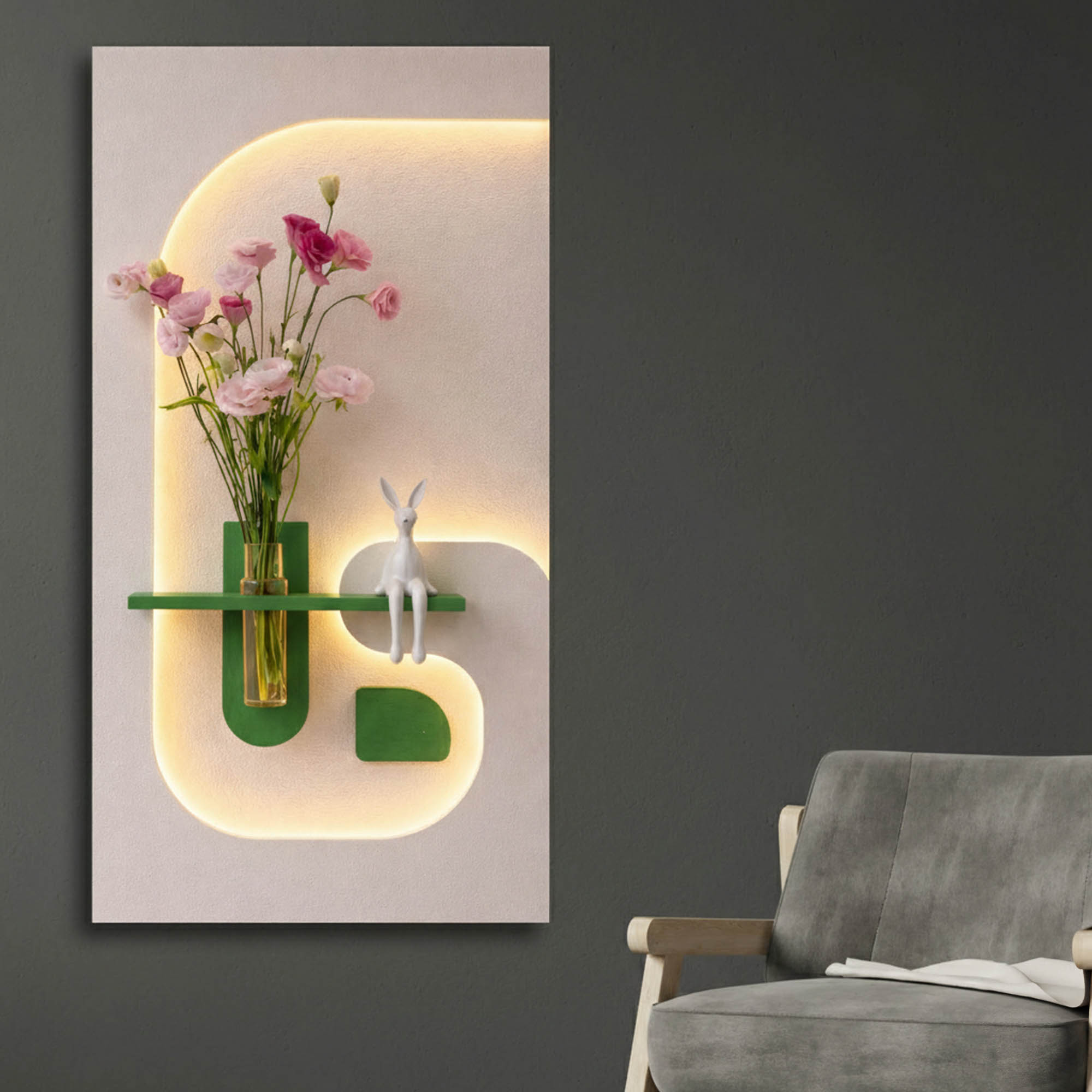 Stylish Ambient LED Wall Panel with Shelf