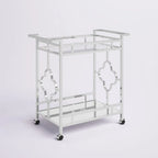 Stylish Bar Cart with Mirror Shelves and Metallic Glam Trolley