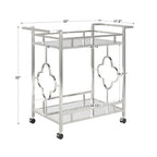 Stylish Bar Cart with Mirror Shelves and Metallic Glam Trolley